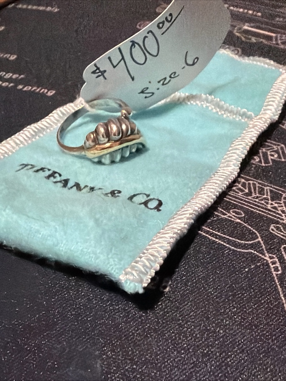 RARE Authentic Tiffany & Co Silver & 18k gold Nature Leaf Collection Ring Sz 6